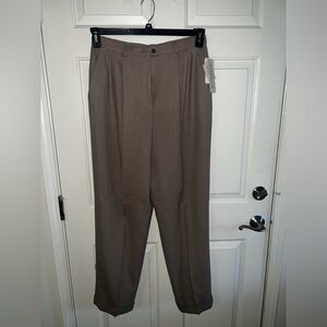 Evan Picone Womens Taupe 100% Wool Lined Pants sz 14 Career Preppy Academia